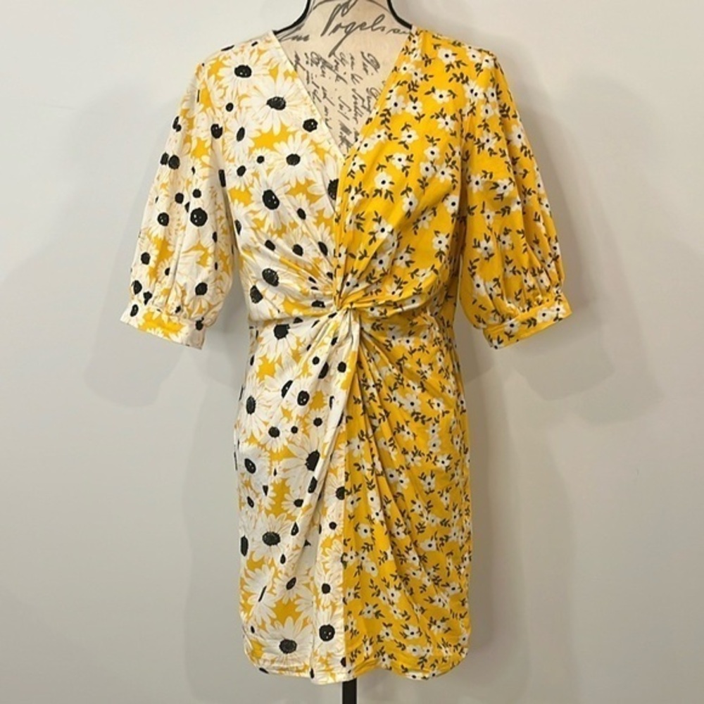 ASOS twist sunflower floral cotton mini dress 10